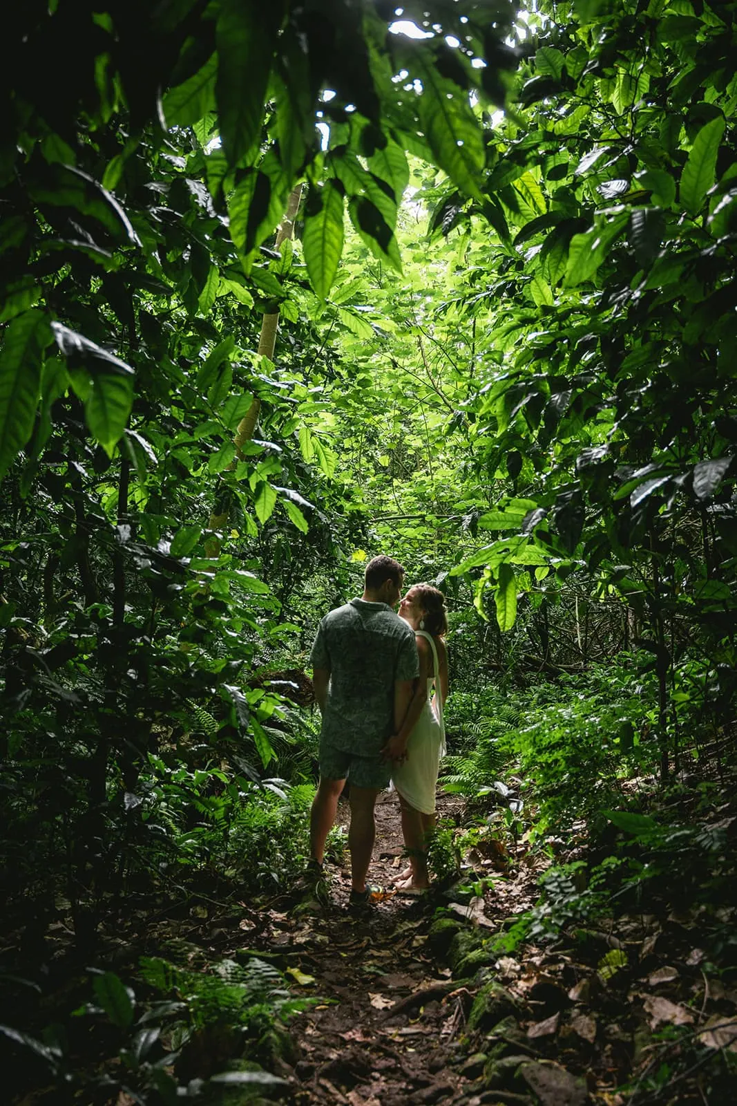 Intimate moment in the forest in French Polynesia