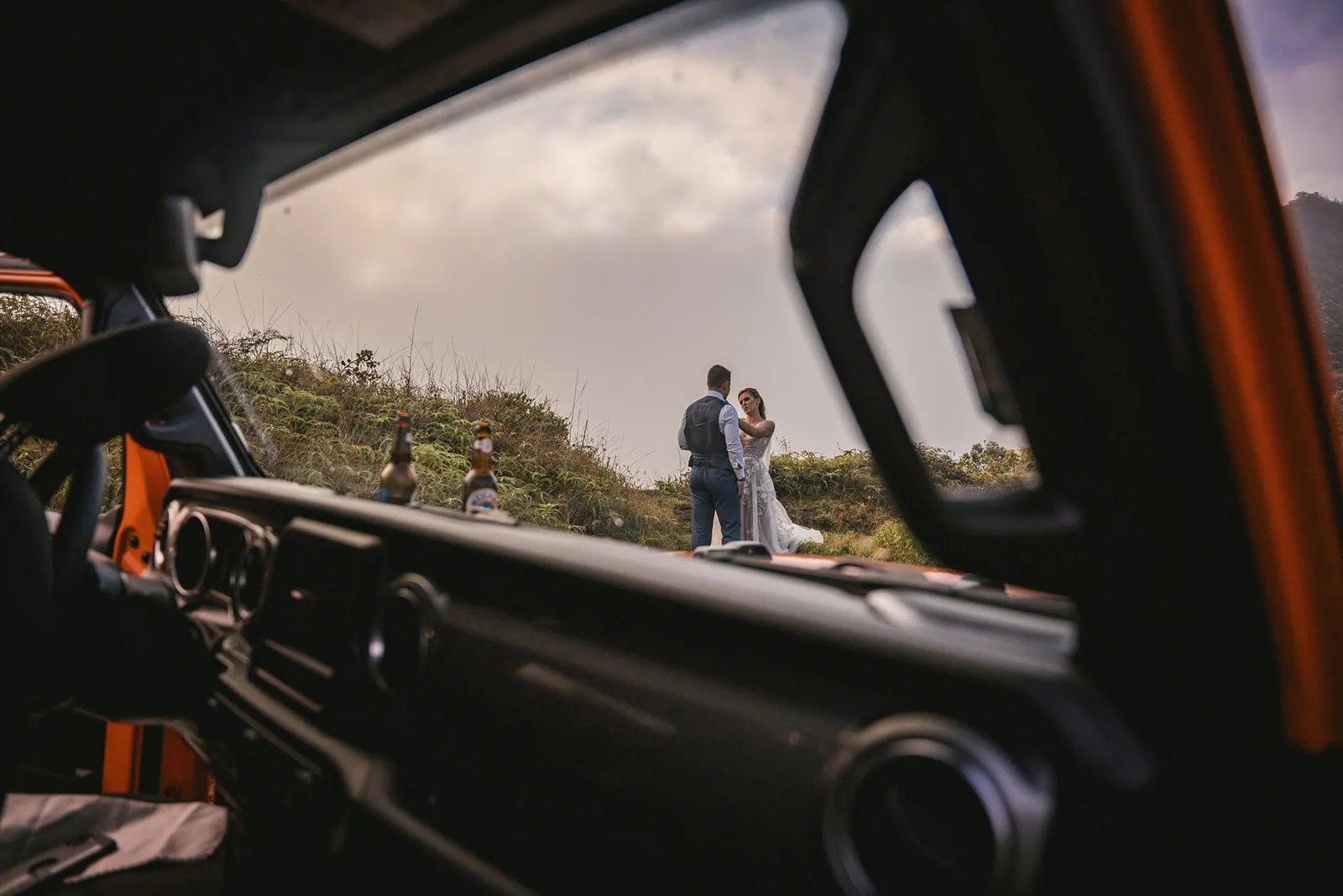 Couple sharing an intimate moment in French Polynesia