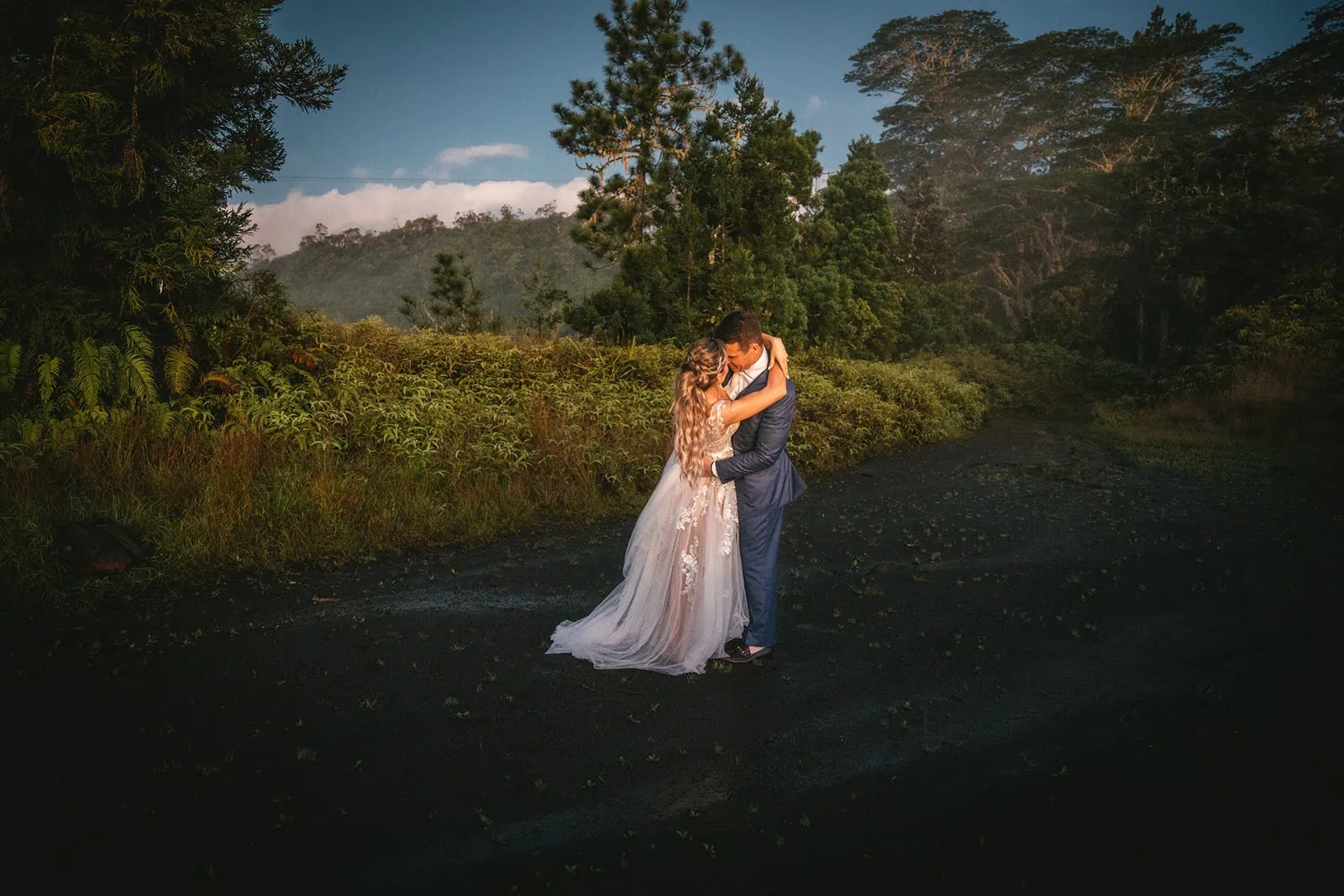 Couple kissing during their first dance at their French Polynesia elopement