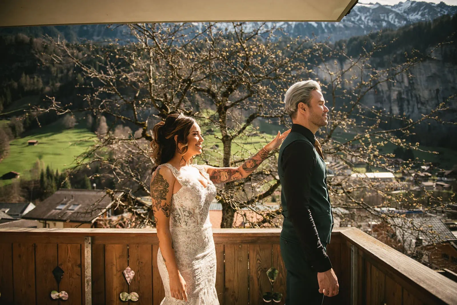 Grindelwald elopement with rustic decor