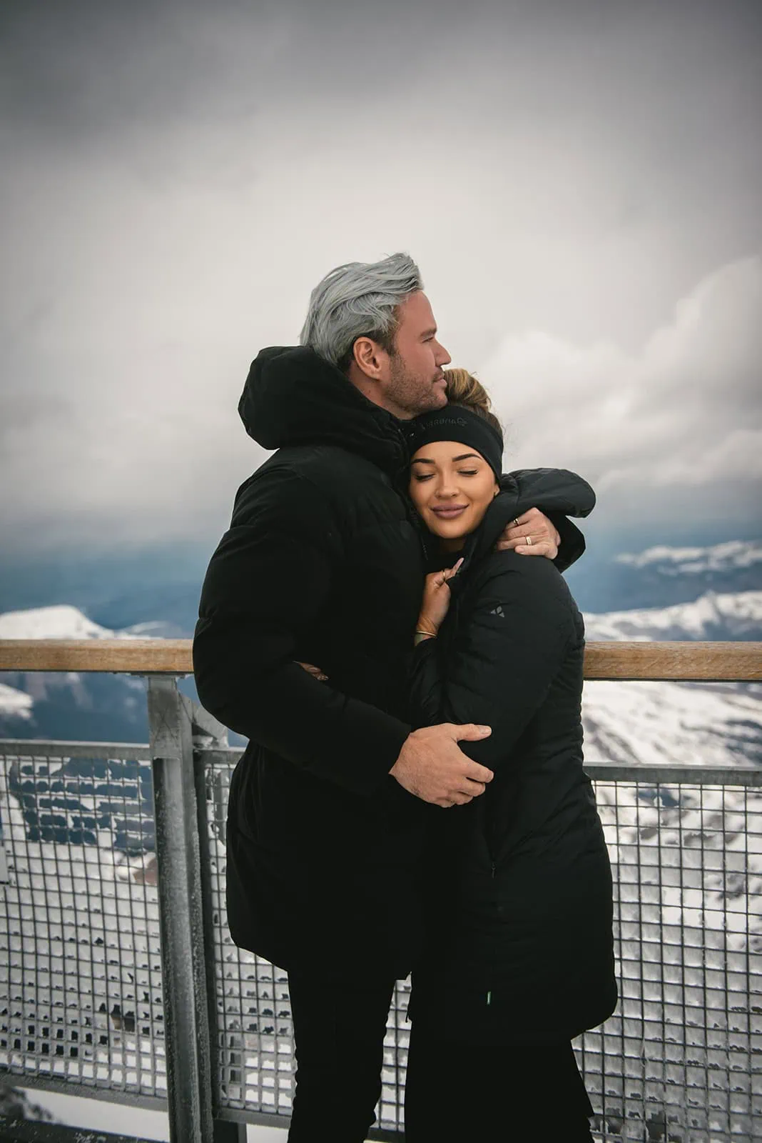 Elopement in the snow warm celebration