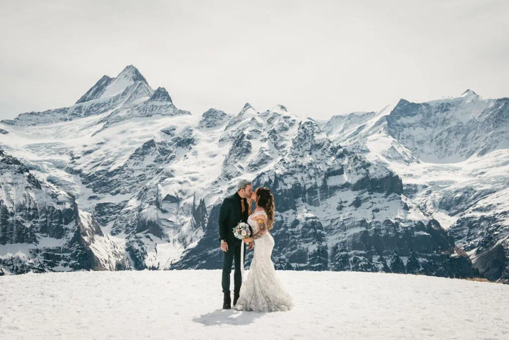 Grindelwald elopement couple kissing