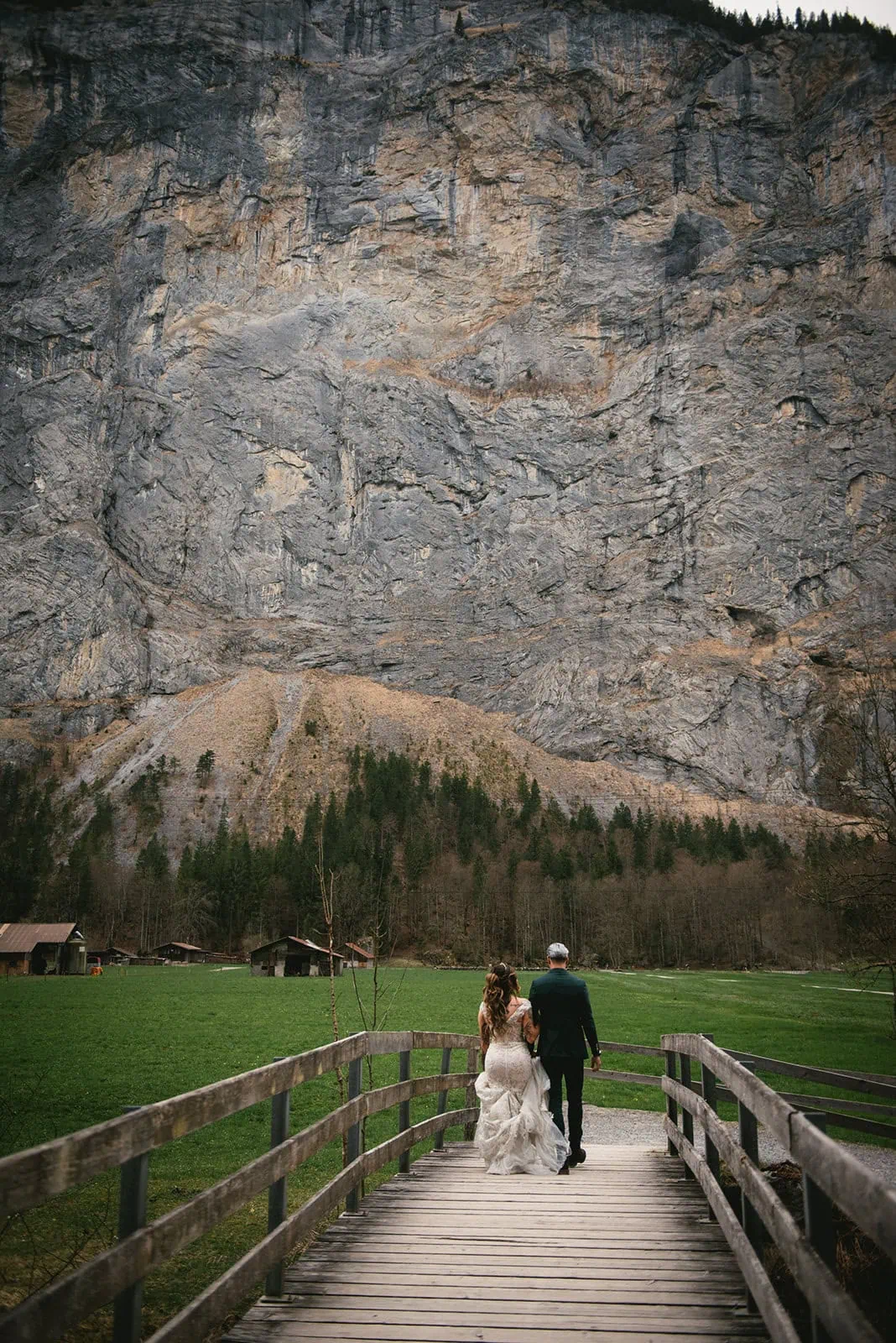 Switzerland elopement with mountain backdrop
