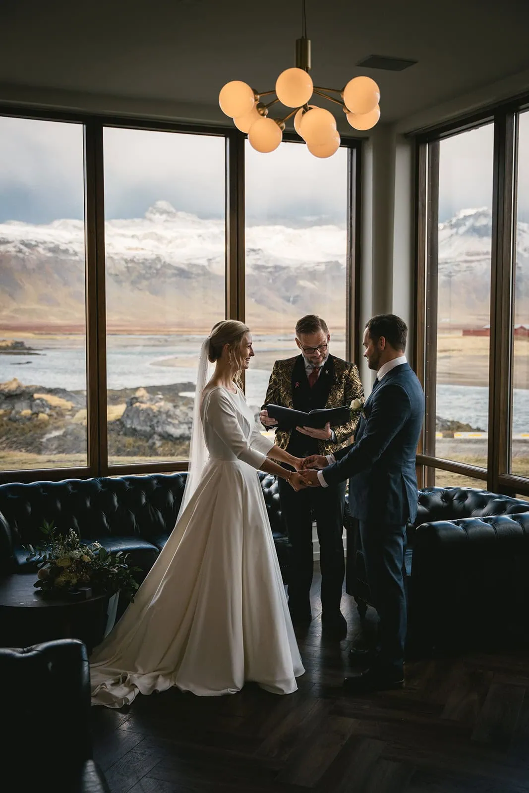 Couple ceremony during their romantic elopement in Iceland