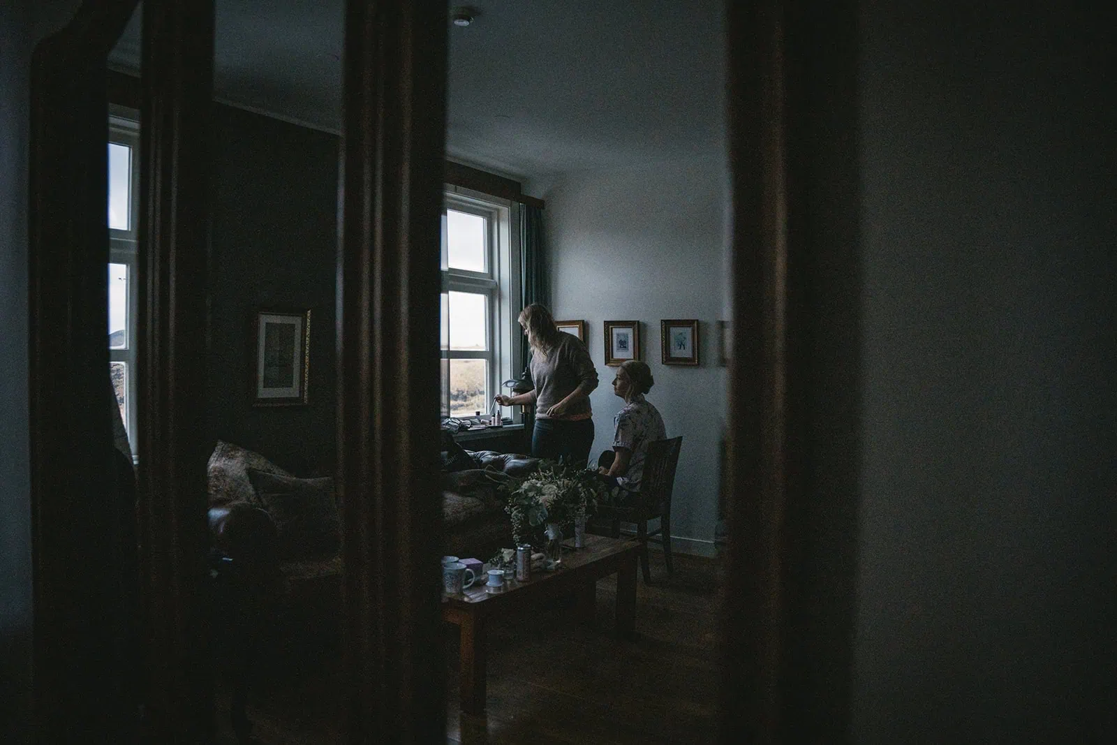 Bride's set-up during an elopement in Iceland