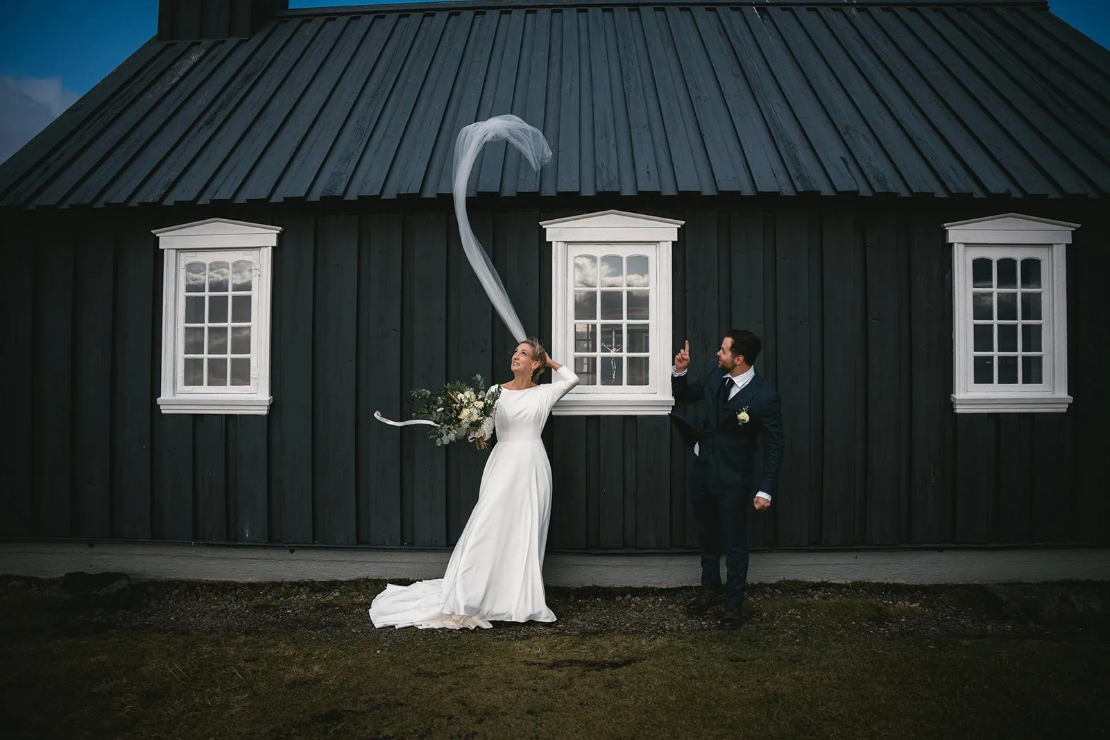 Iceland elopement: Couple laughing during a candid moment