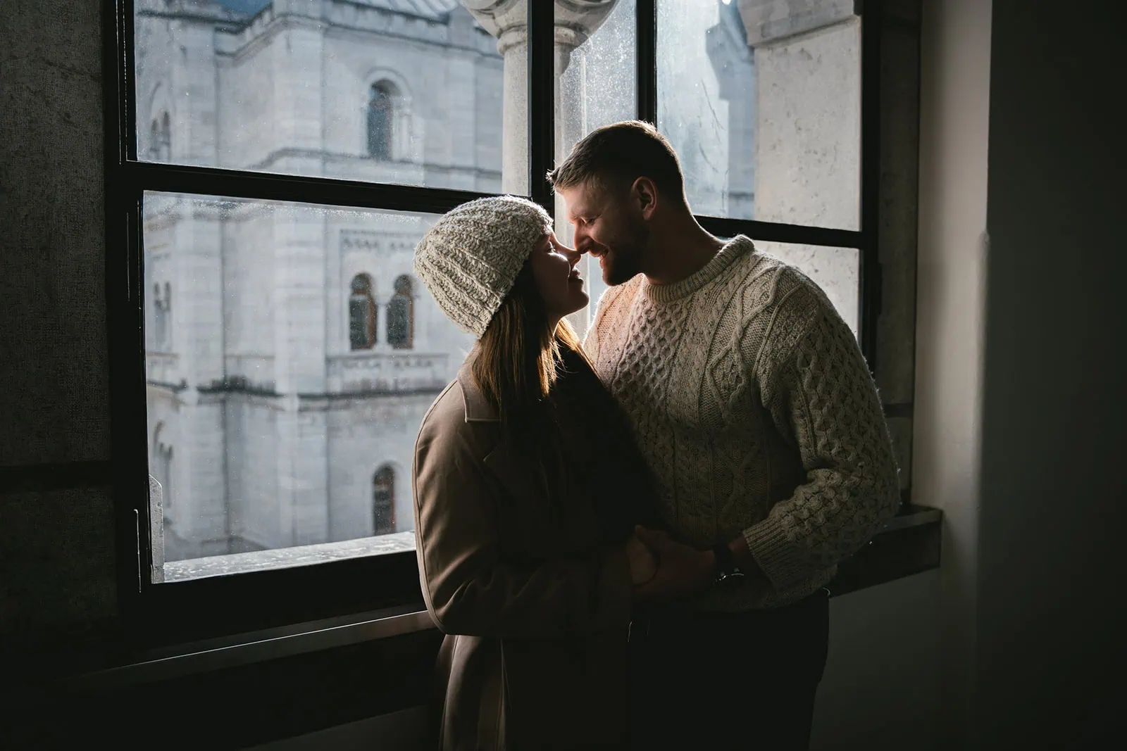 Silhouettes of the couple with Neuschwanstein Castle as a backdrop