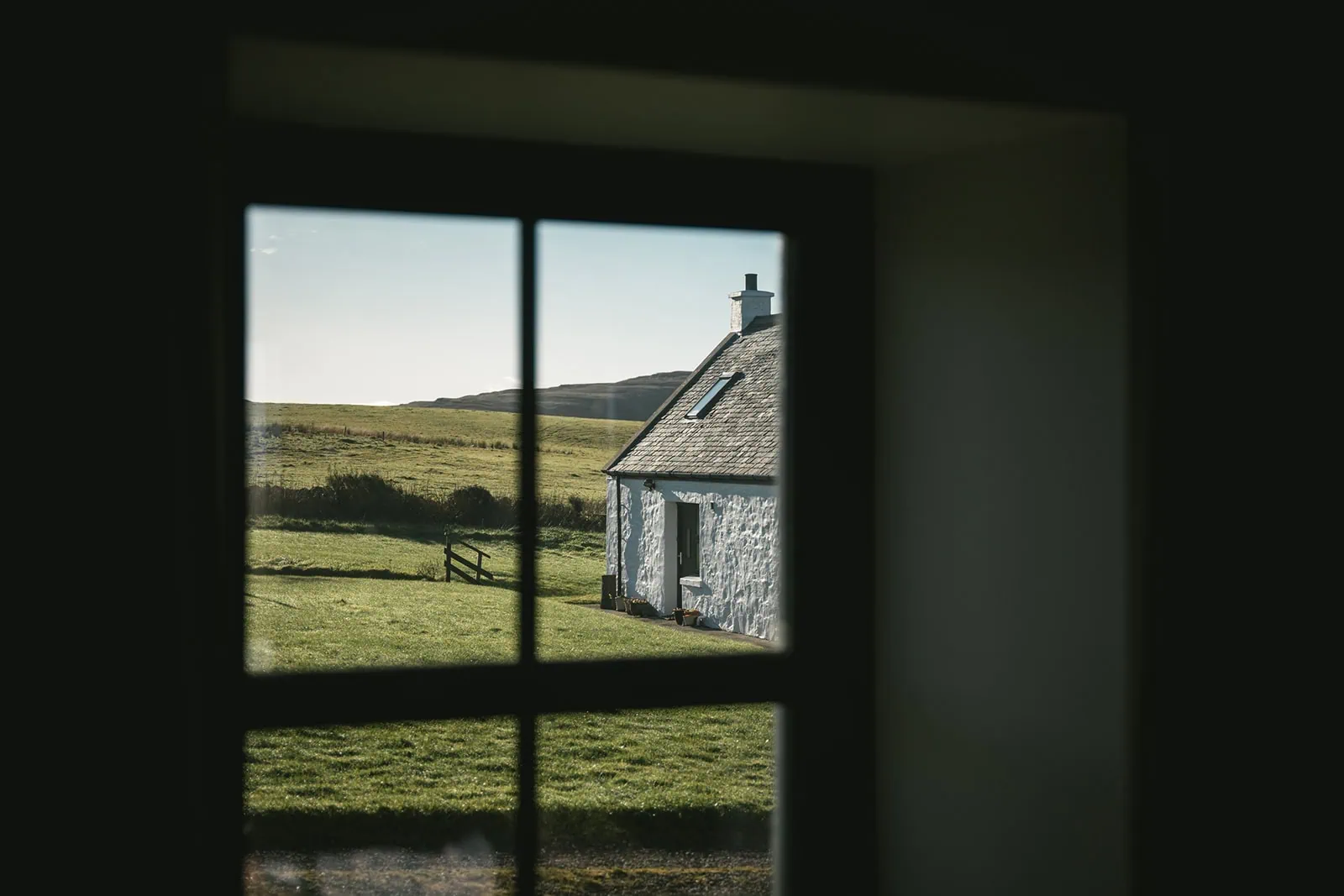 View from the cottage where bride and groom stay during their Skye elopement