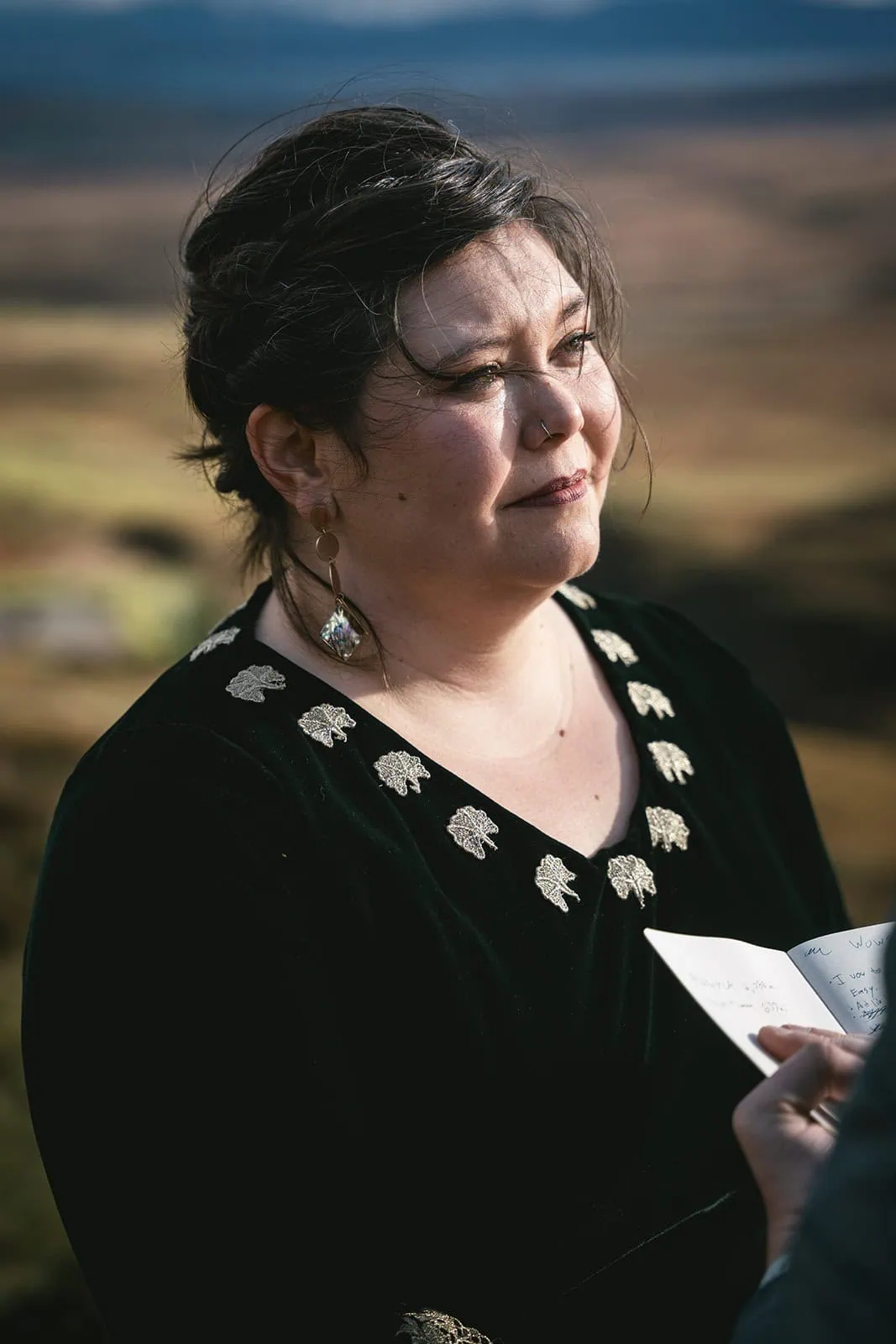Bride touched by her groom's vows, an emotional ceremony on the Isle of Skye