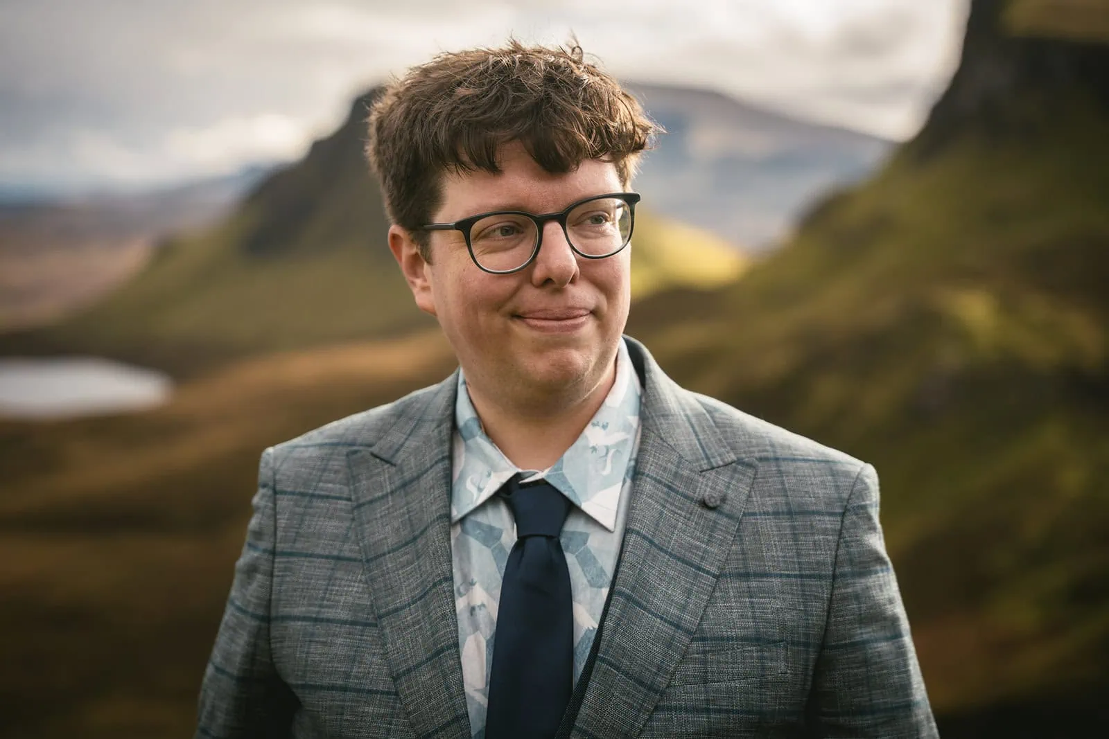 Portrait of the groom during his Skye elopement
