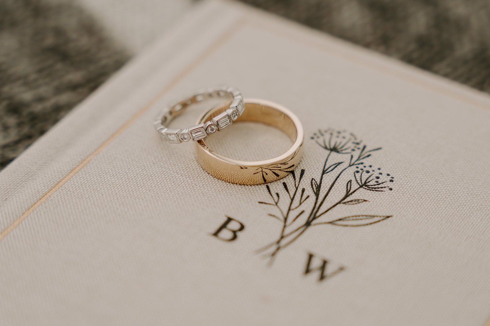 Close-up of rings at an Iceland waterfall elopement