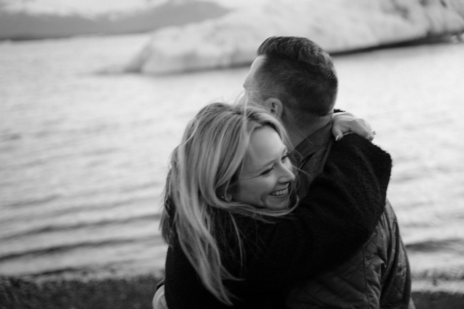 Couple sharing a quiet moment after their Iceland waterfall elopement ceremony