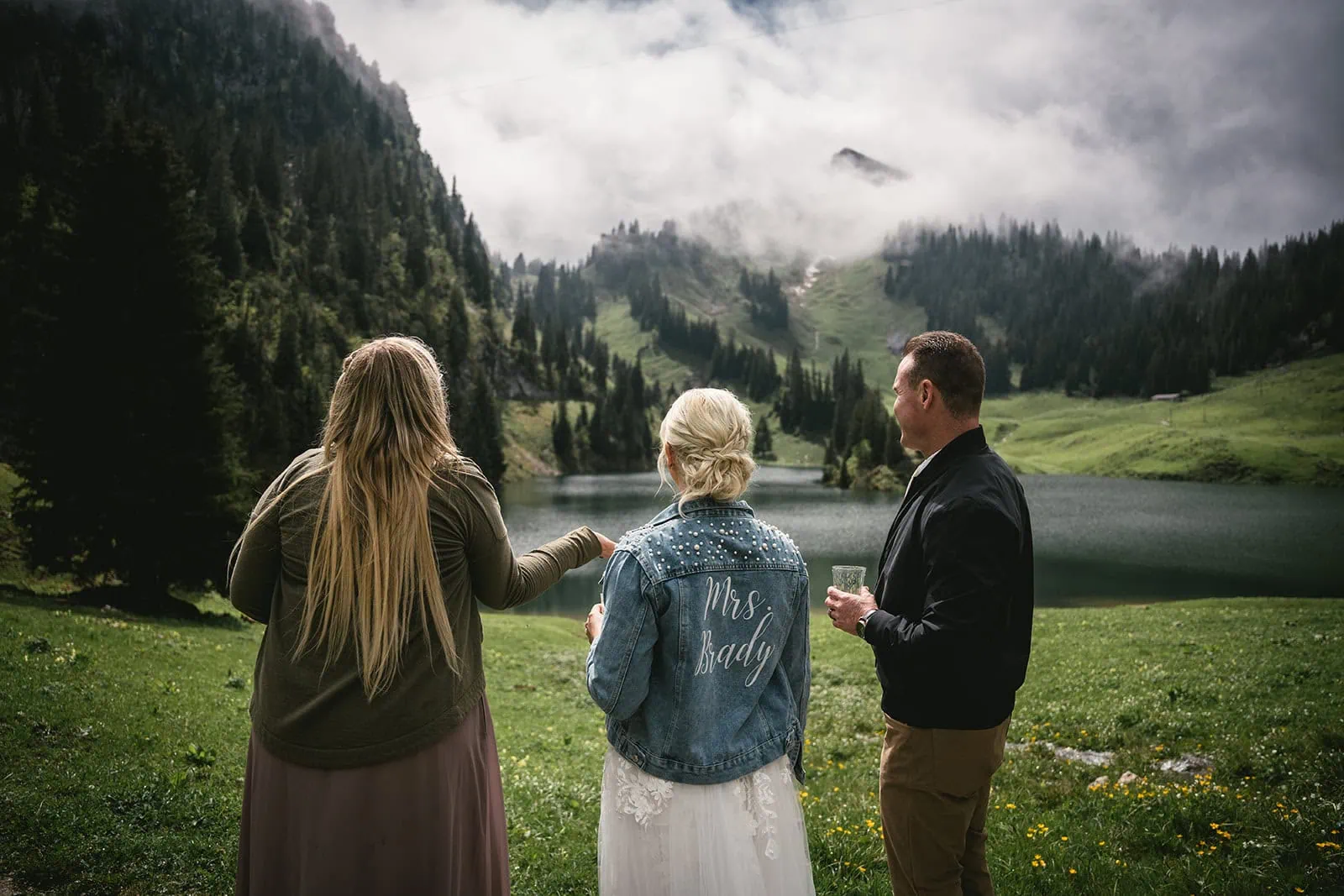 Walking through Swiss nature during a Switzerland elopement