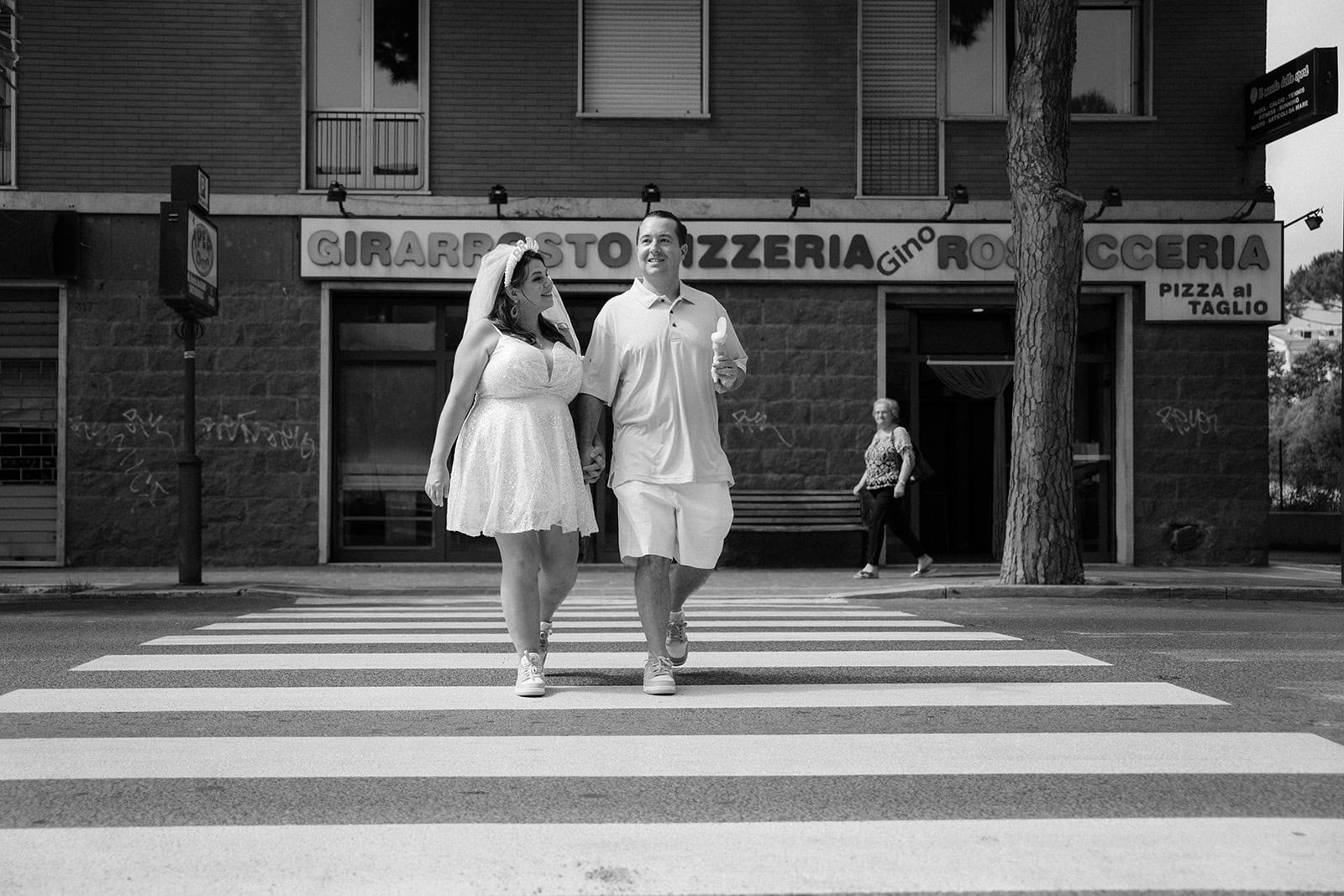 Enjoying Italian gelato and laughter during an Italy elopement