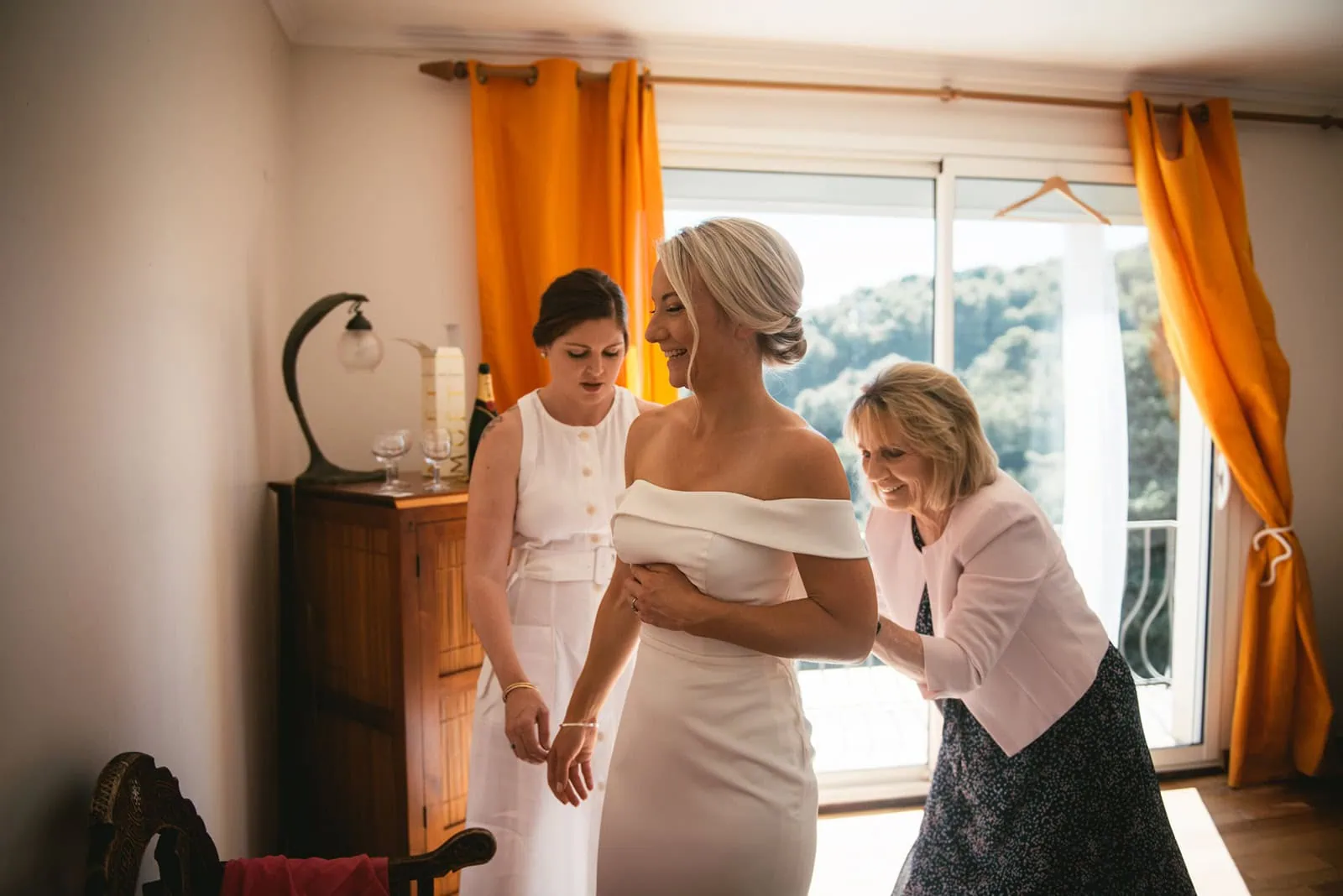 Bride's set-up before the South of France elopement ceremony