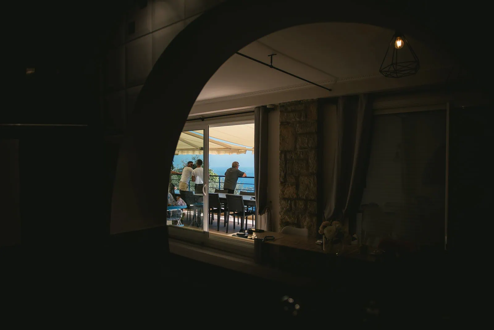 The groom's guests at the balcony during a South of France elopement