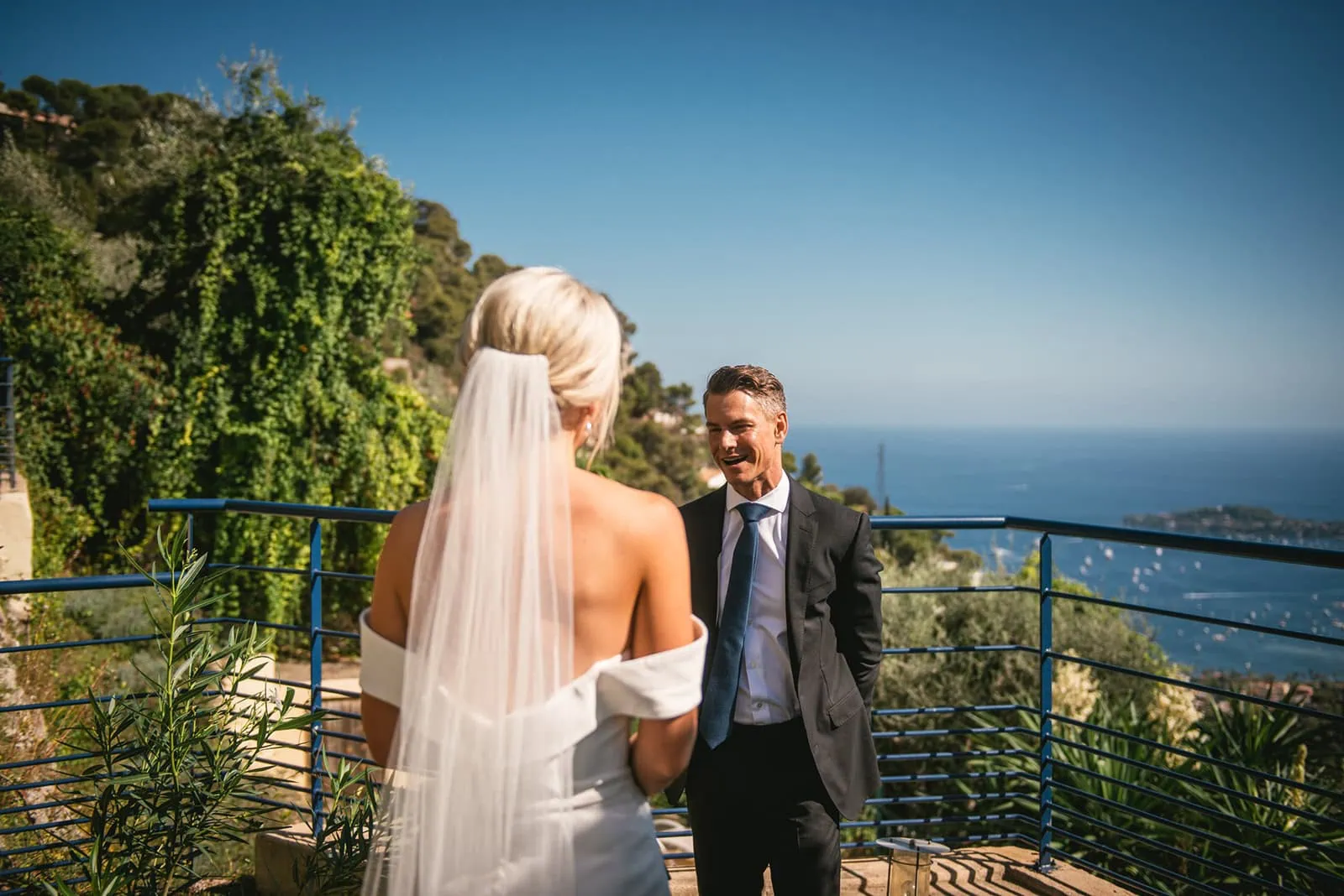 First look moment with breathtaking views in this South of France elopement