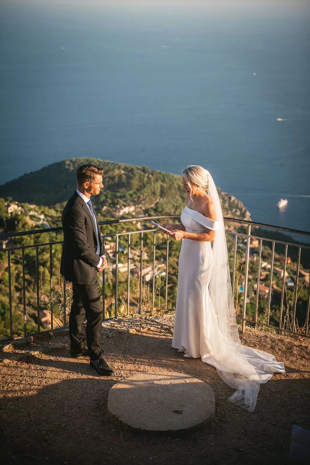Lush greenery surrounding the ceremony site during this South of France elopement