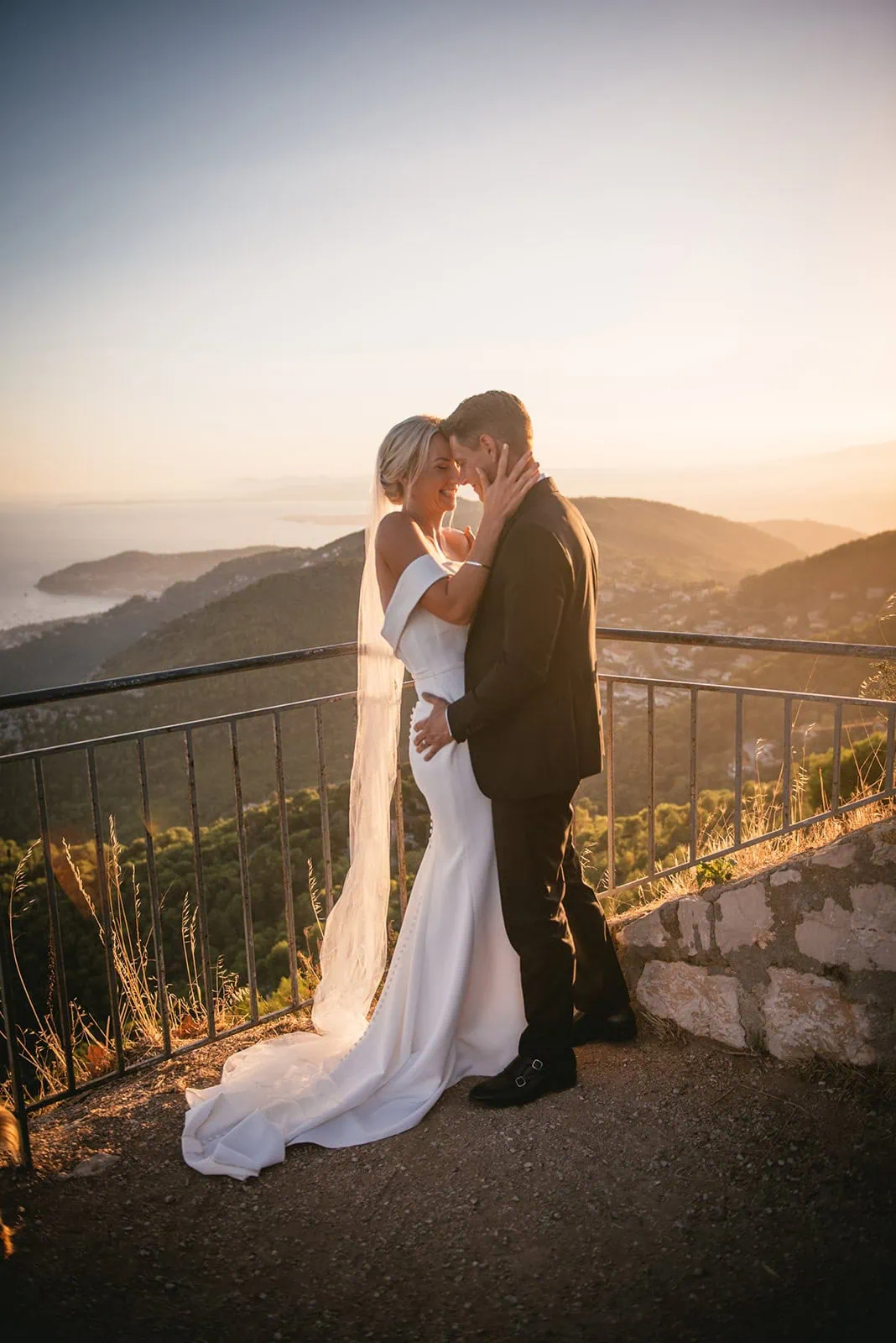 A romantic first dance overlooking the Riviera during this South of France elopement