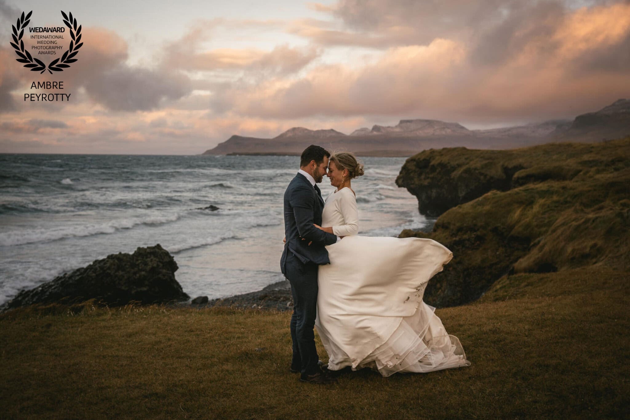 Moody dramatic Faroe Islands weather during an elopement