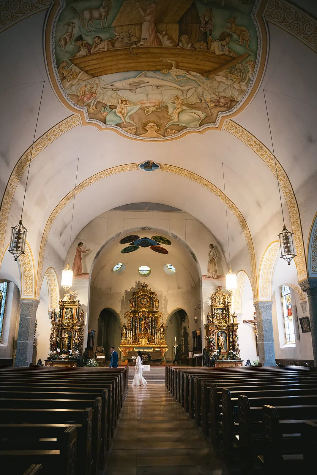 A beautiful church in the heart of Zermatt during a cozy elopement