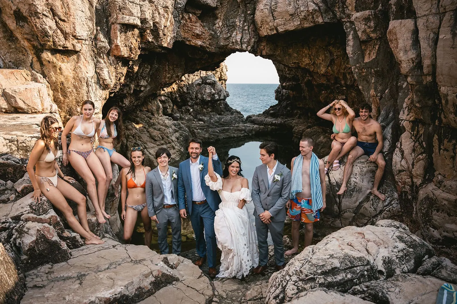 Newlyweds celebrated by locals who happened to attend their Dubrovnik elopement ceremony