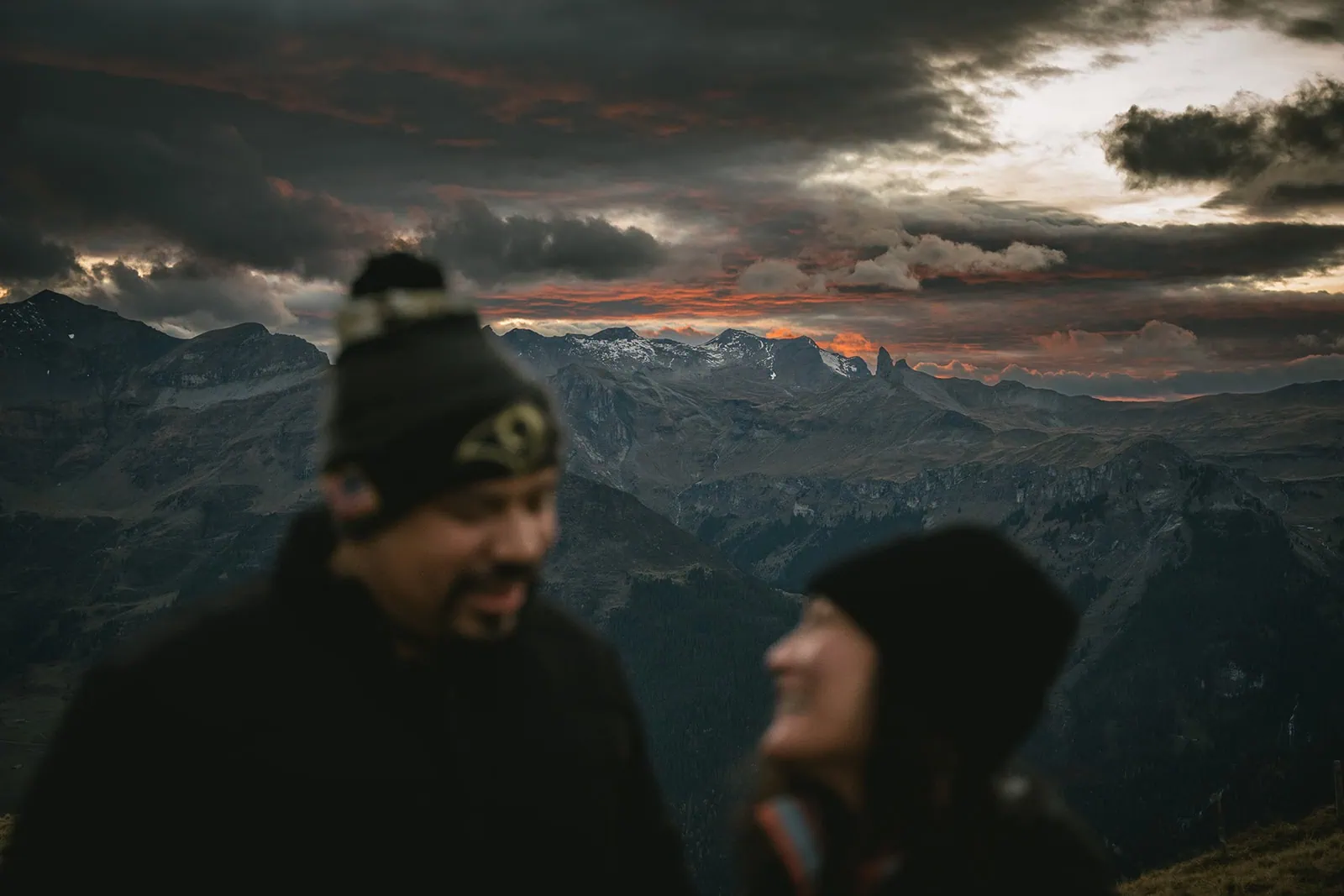 A magical golden hour portrait during their Gornergrat elopement