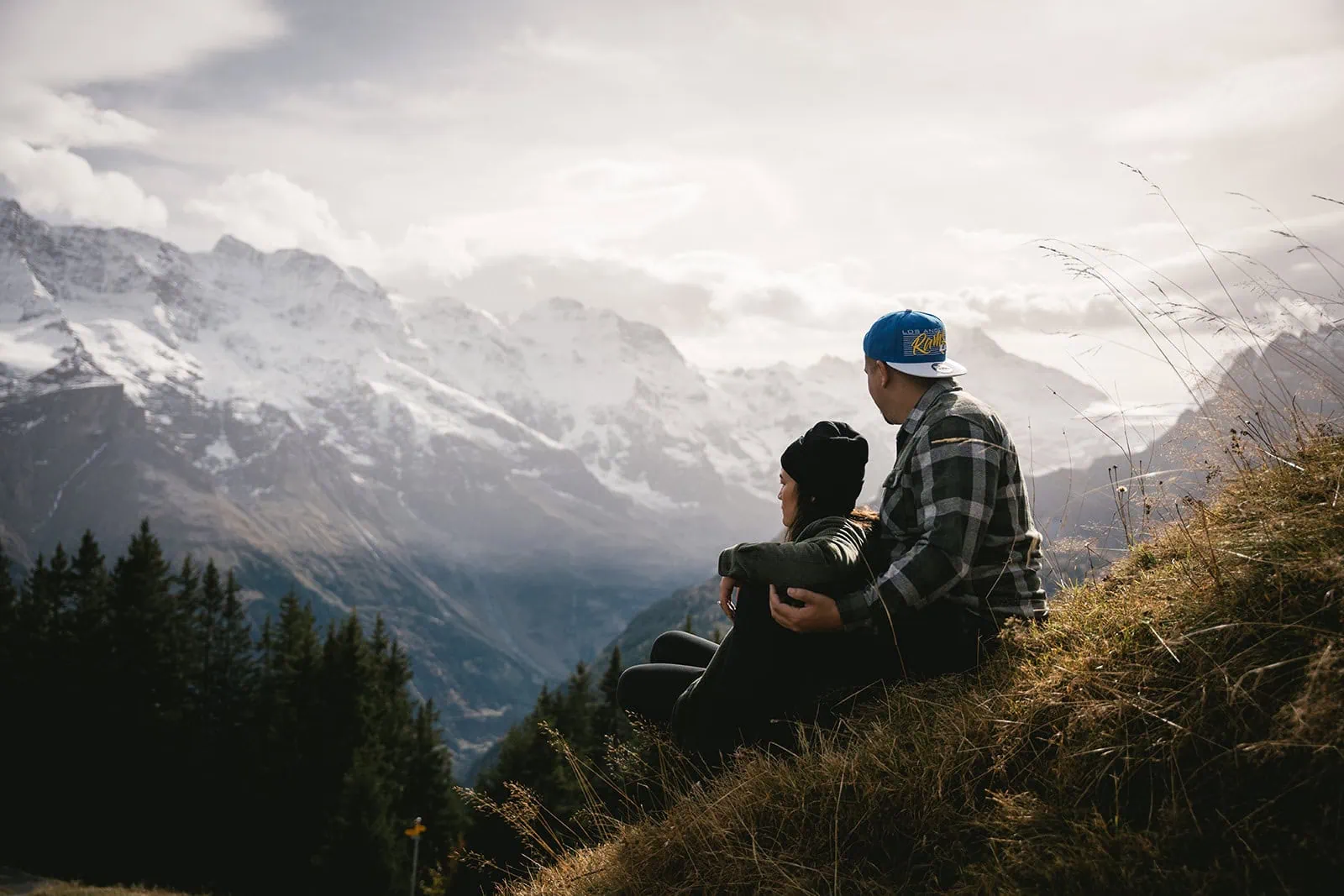 Sharing a stunning moment surrounded by mountains and silence during their Gornergrat elopement