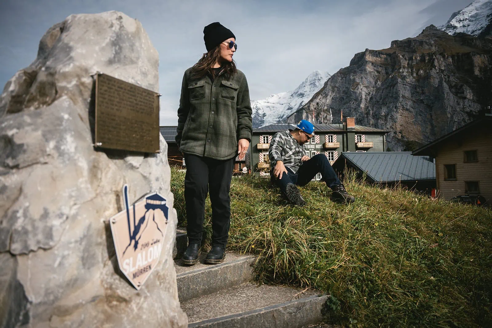 Exploring charming Swiss villages before the start of their Gornergrat elopement adventure