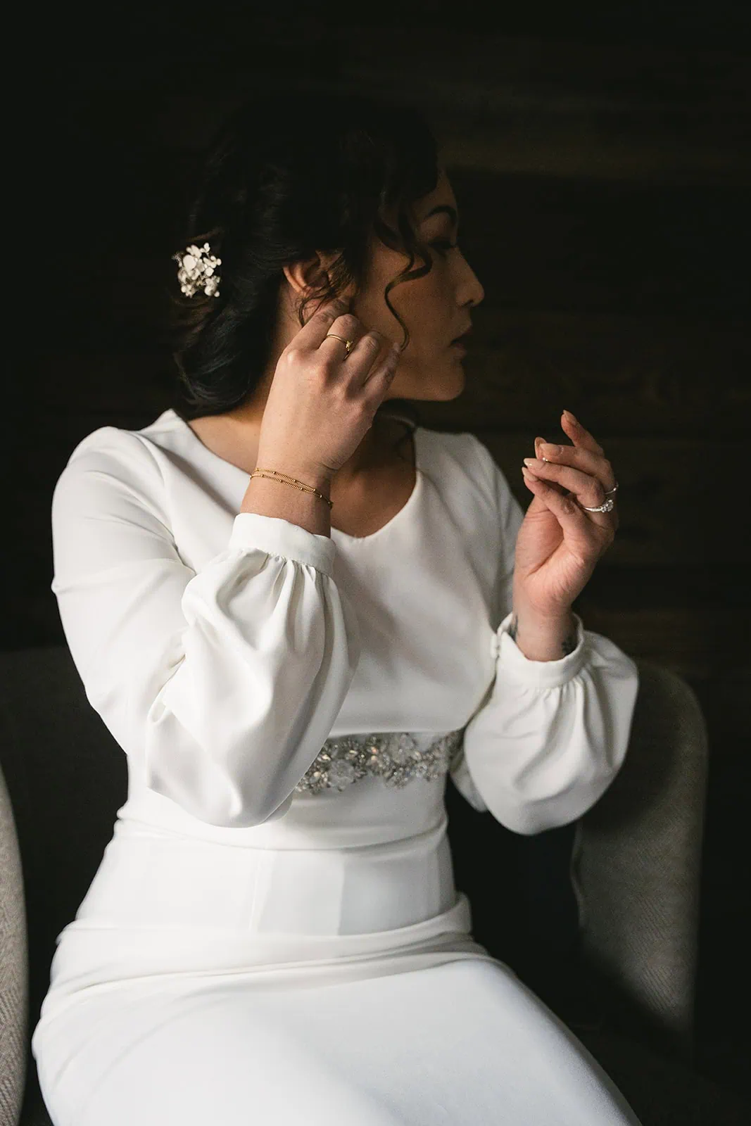 Bride getting ready for her Gornergrat elopement