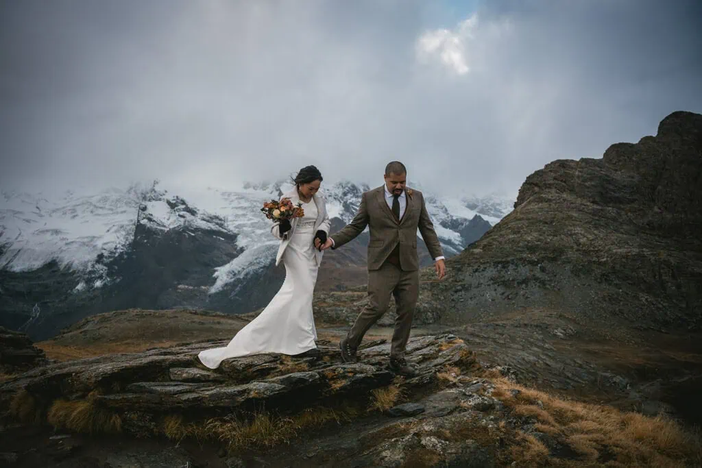 Glacier views unfolding as the newlyweds celebrate their Gornergrat elopement