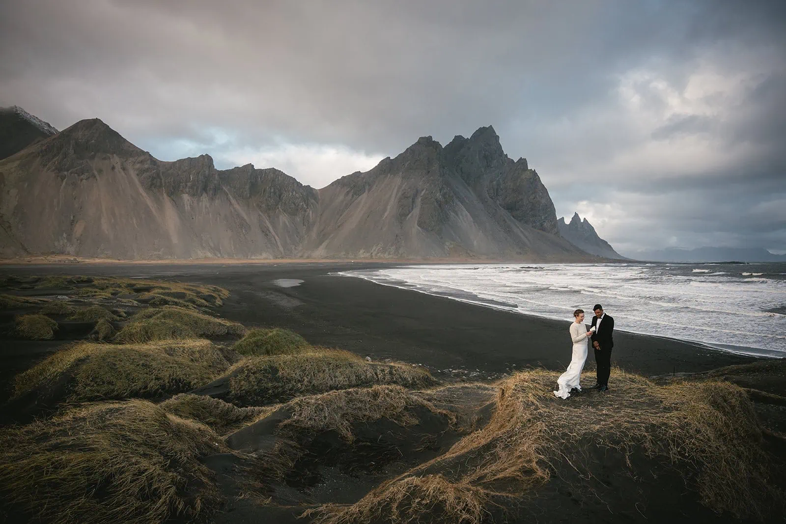 Sunset ceremony on the iconic beach near Hofn, filled with emotion and sea breeze