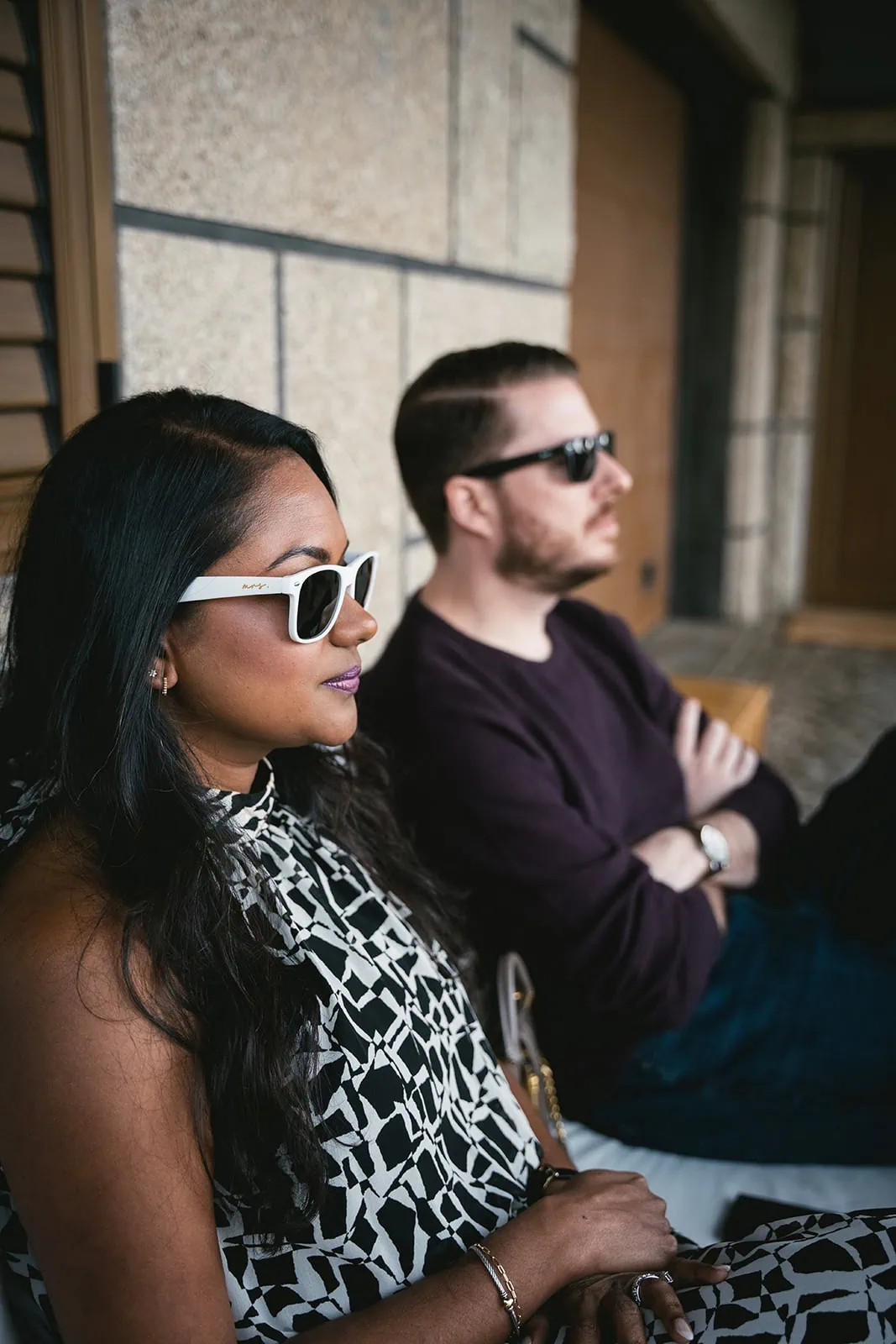 Newlyweds enjoying the Portuguese sun in their Lisbon elopement