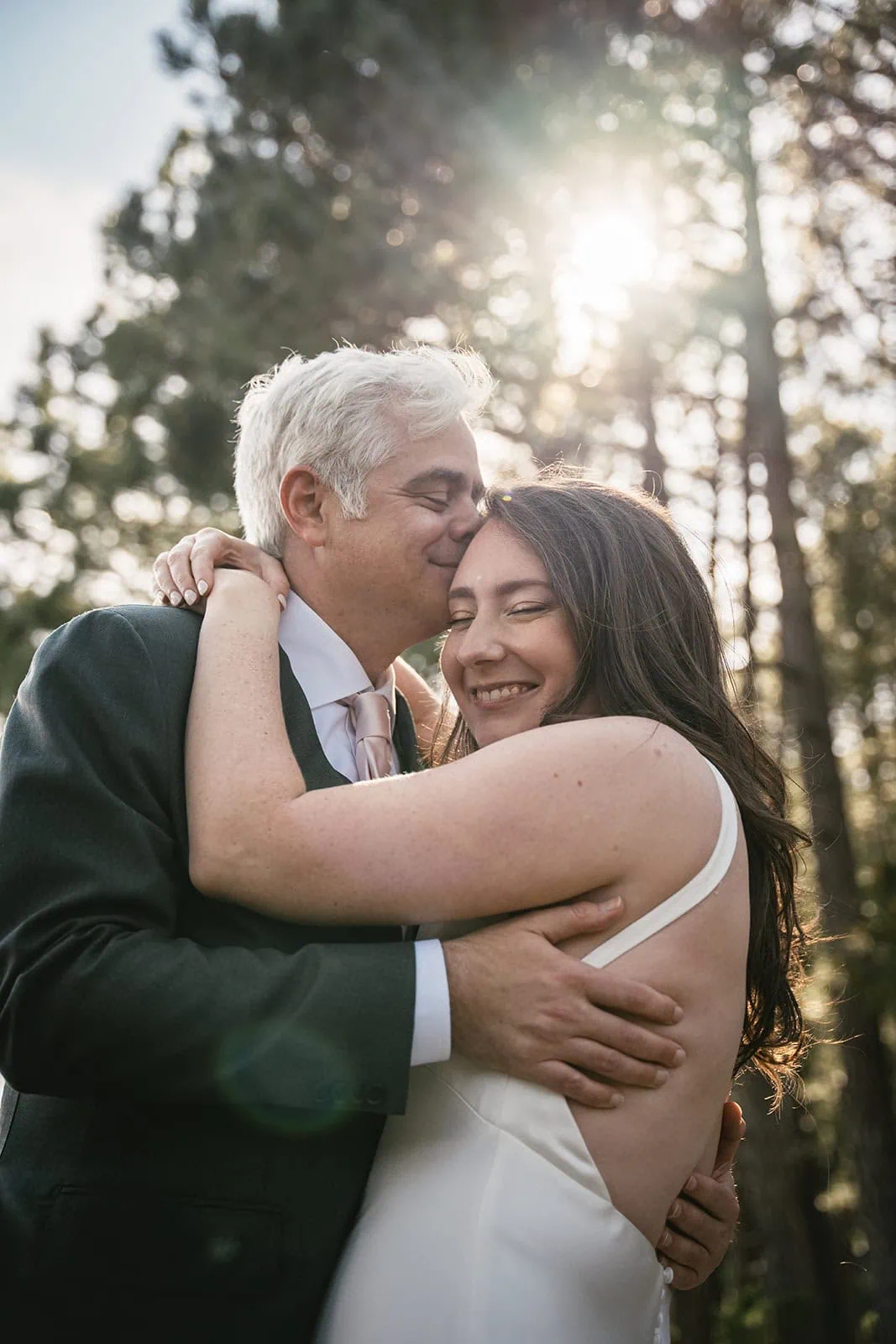 Their Corsica elopement unfolded gently beneath forest leaves