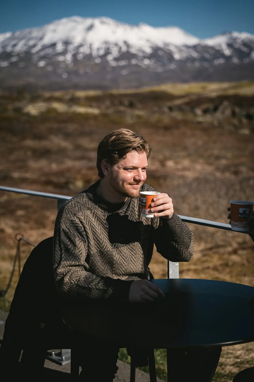 Peaceful moment under the sun during a Reynisfjara elopement