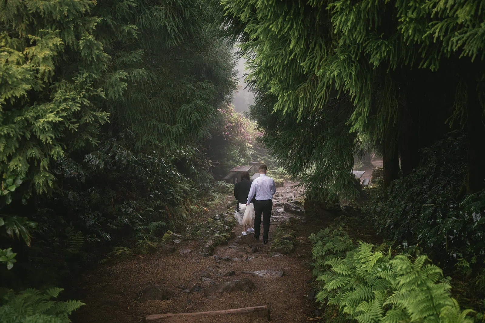 Adventuring through a lush forest for a breathtaking Ponta Delgada elopement