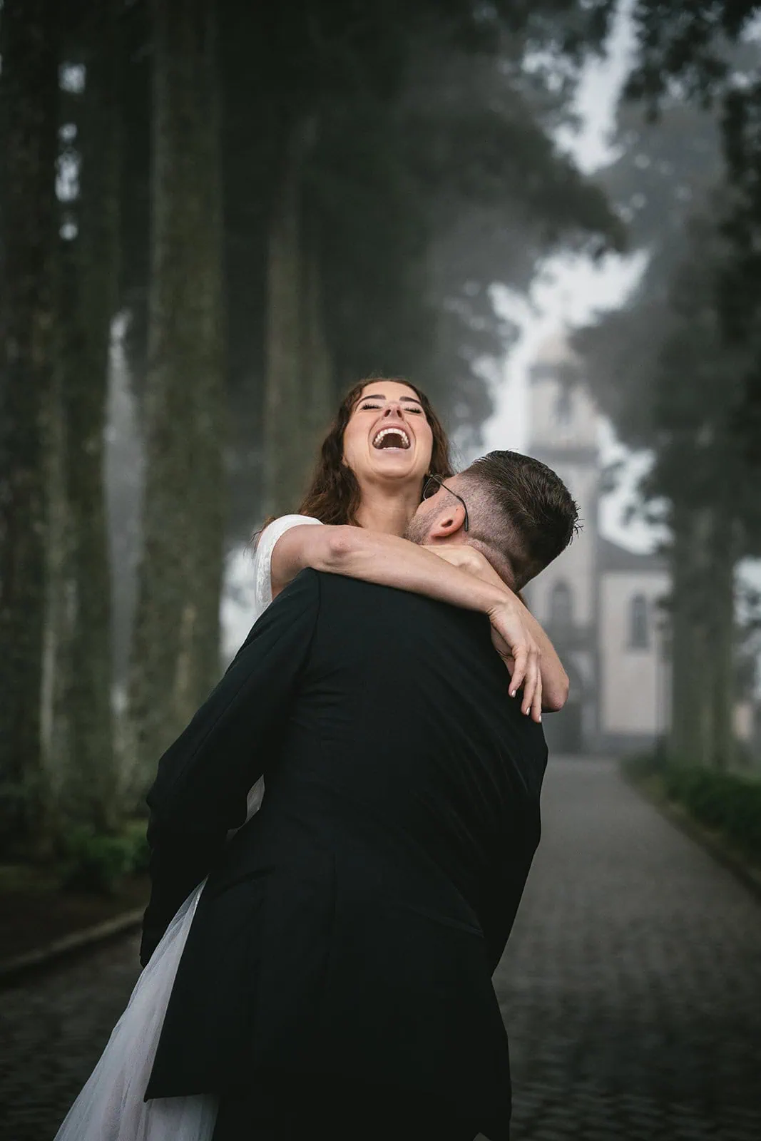 Their laughter echoed off the forest—Ponta Delgada elopement joy