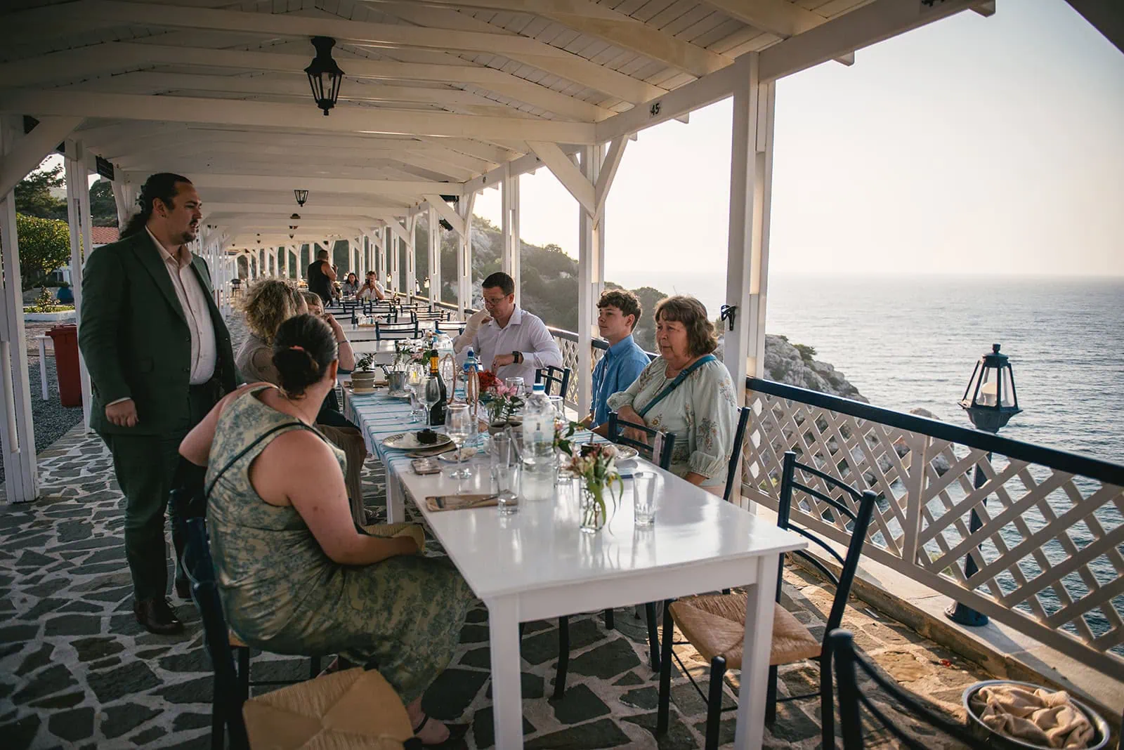 Last moment at dinner before a Rhodes Island elopement ceremony