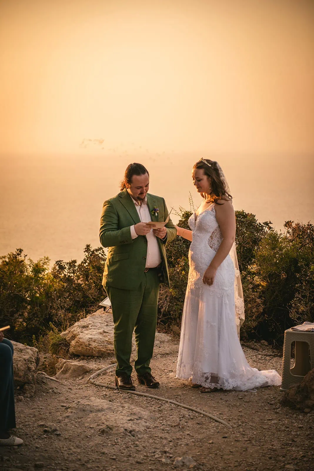 Moved vows between the groom and bride during their Rhodes Island elopement ceremony