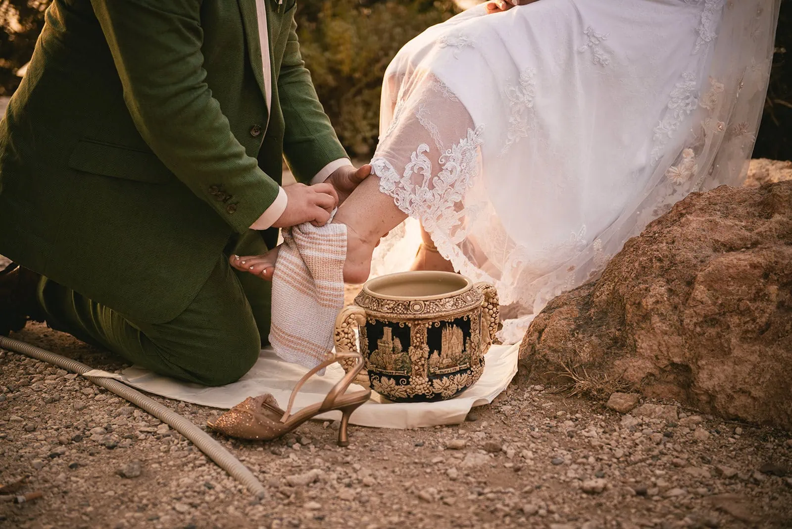 During this Rhodes Island elopement, they honored tradition by washing each other’s feet — a beautiful symbol of mutual care