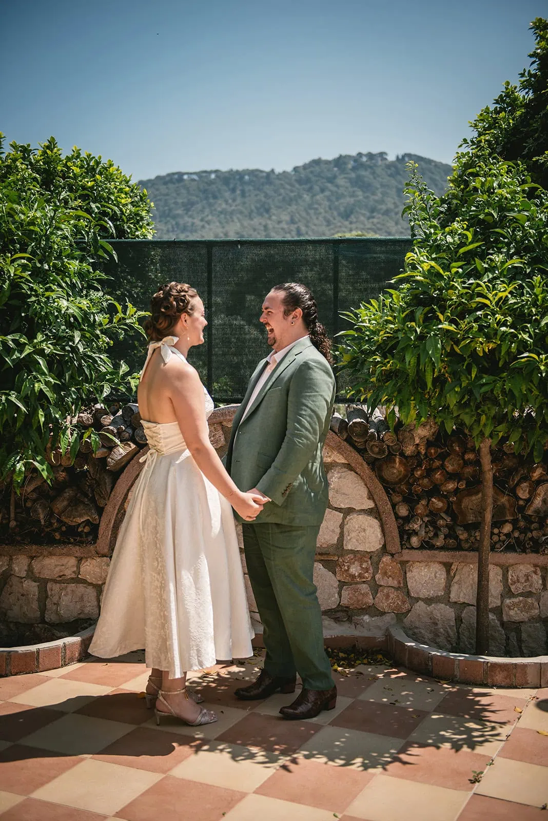 Peaceful and romantic moment in their Rhodes Island elopement