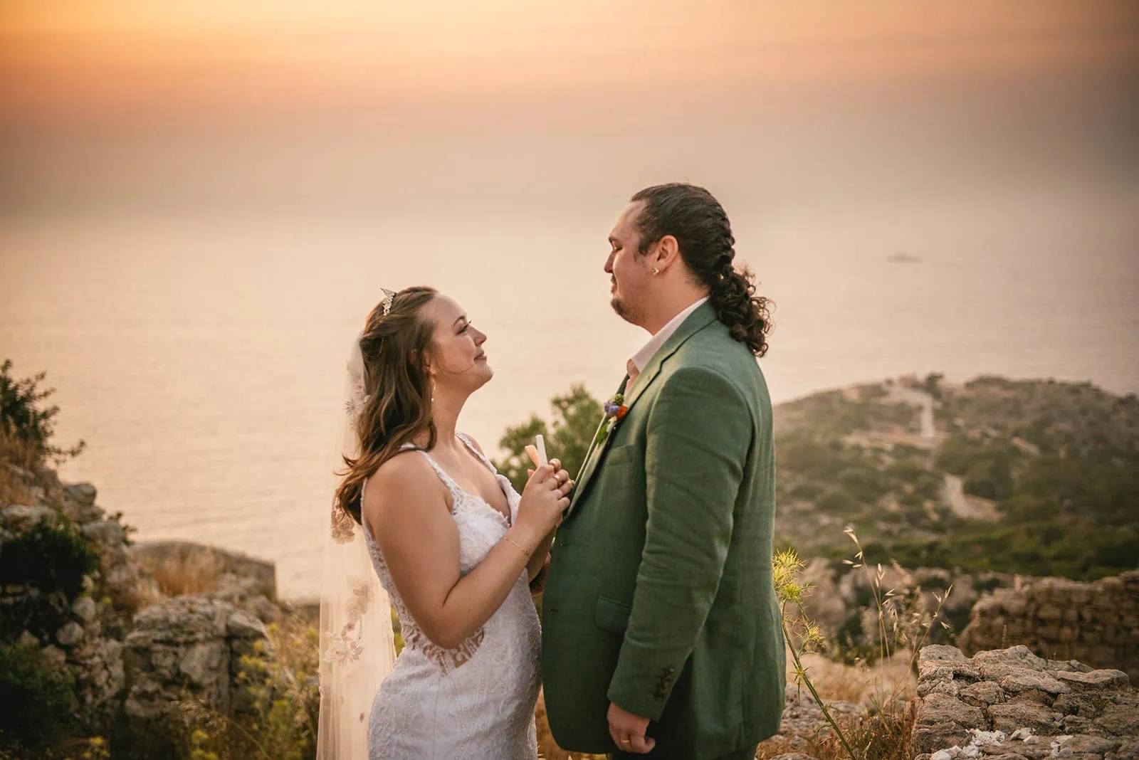 This Rhodes Island elopement was a sunset spell of serenity and celebration