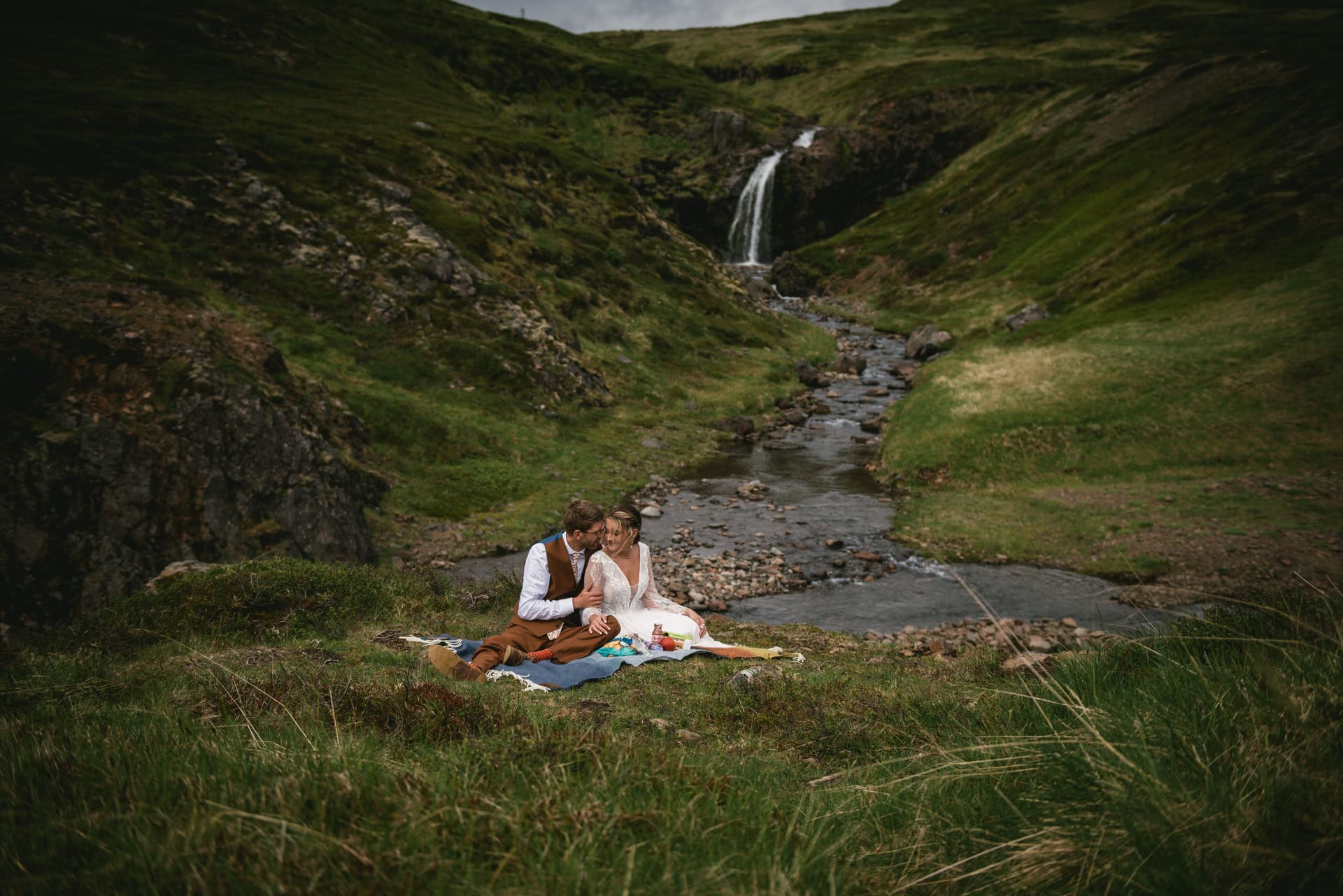 Remote Icelandic Highlands elopement landscape of colorful mountains and lava fields
