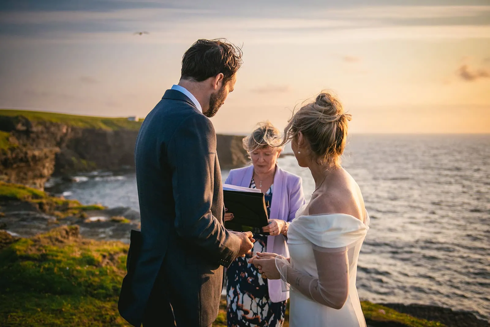 Last moment before the rings exchange during an Ireland ceremony
