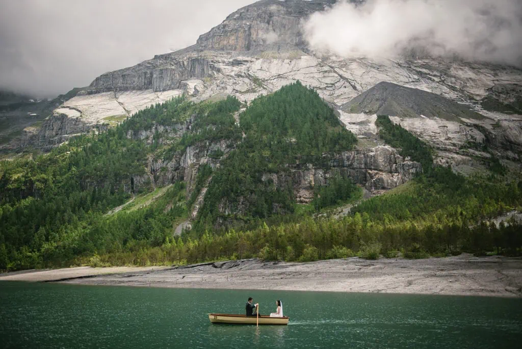 Between mountains and mist, they promised each other everything—Oeschinensee elopement magic