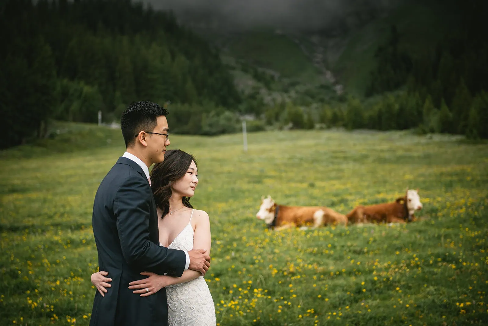 Wildflowers, whispering vows, and an Oeschinensee elopement in bloom