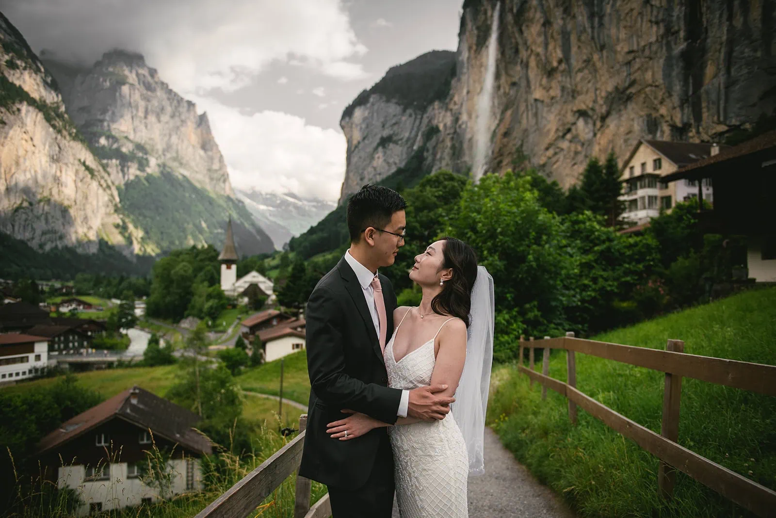 Every shadow and ray of light added depth to their Oeschinensee elopement