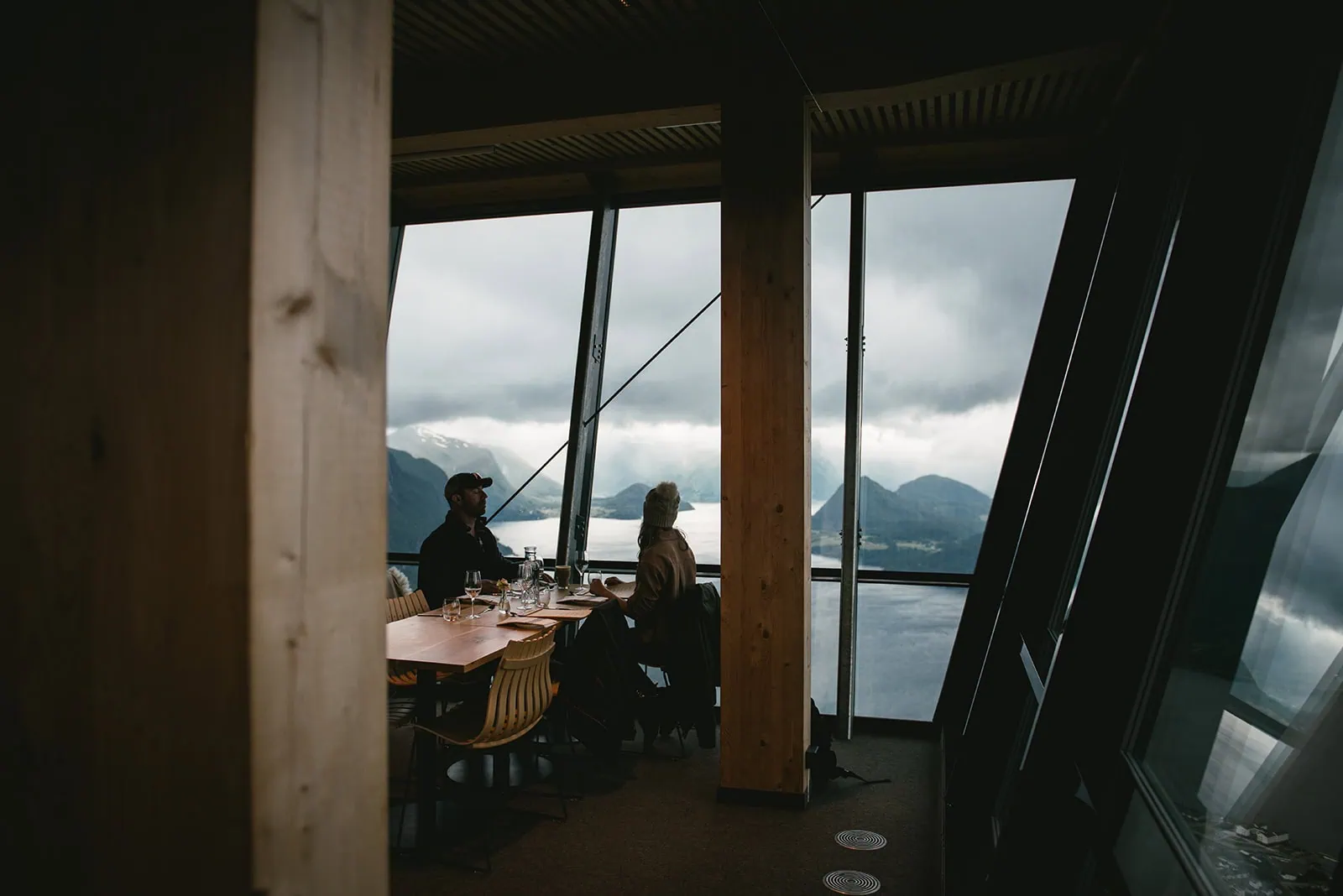 Last moment looking at the mountains before the end of their fjords elopement