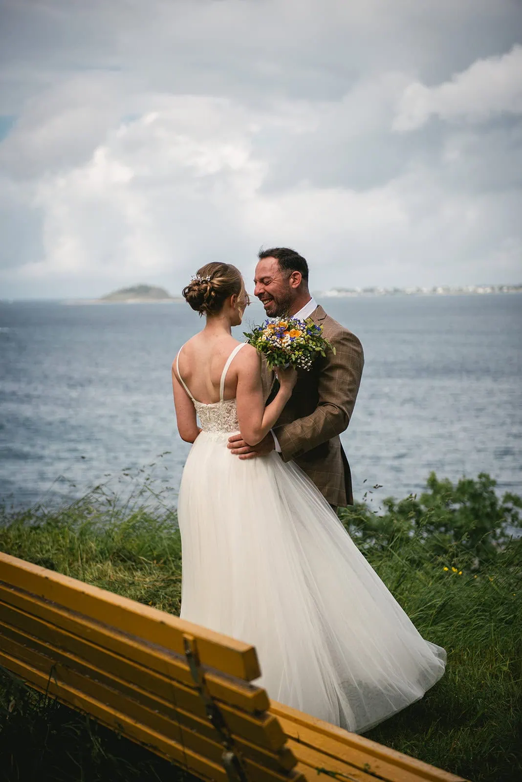 A quiet fjords elopement morning with soft blue light