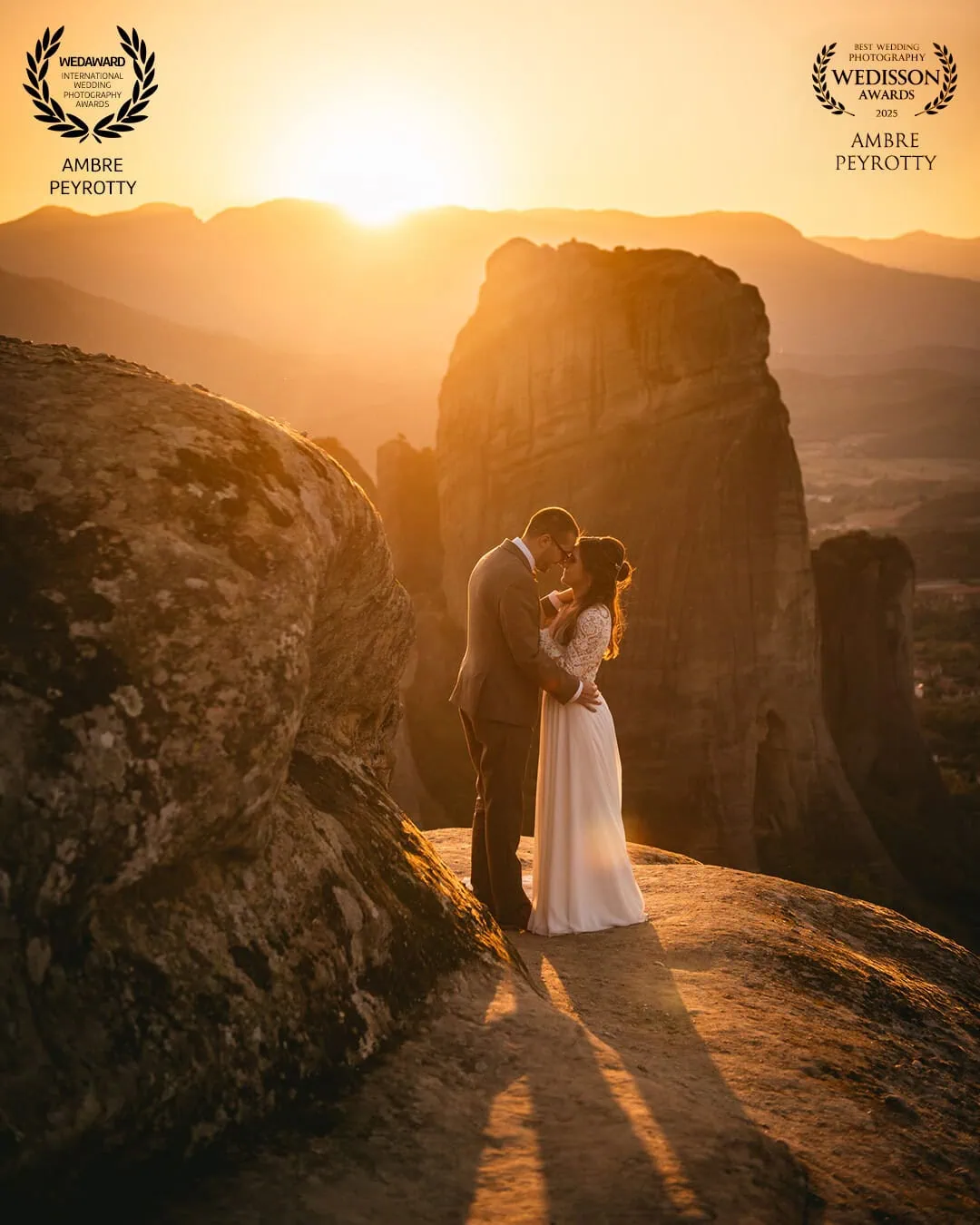 Couple celebrating their seven-day all-inclusive elopement and honeymoon in a scenic destination